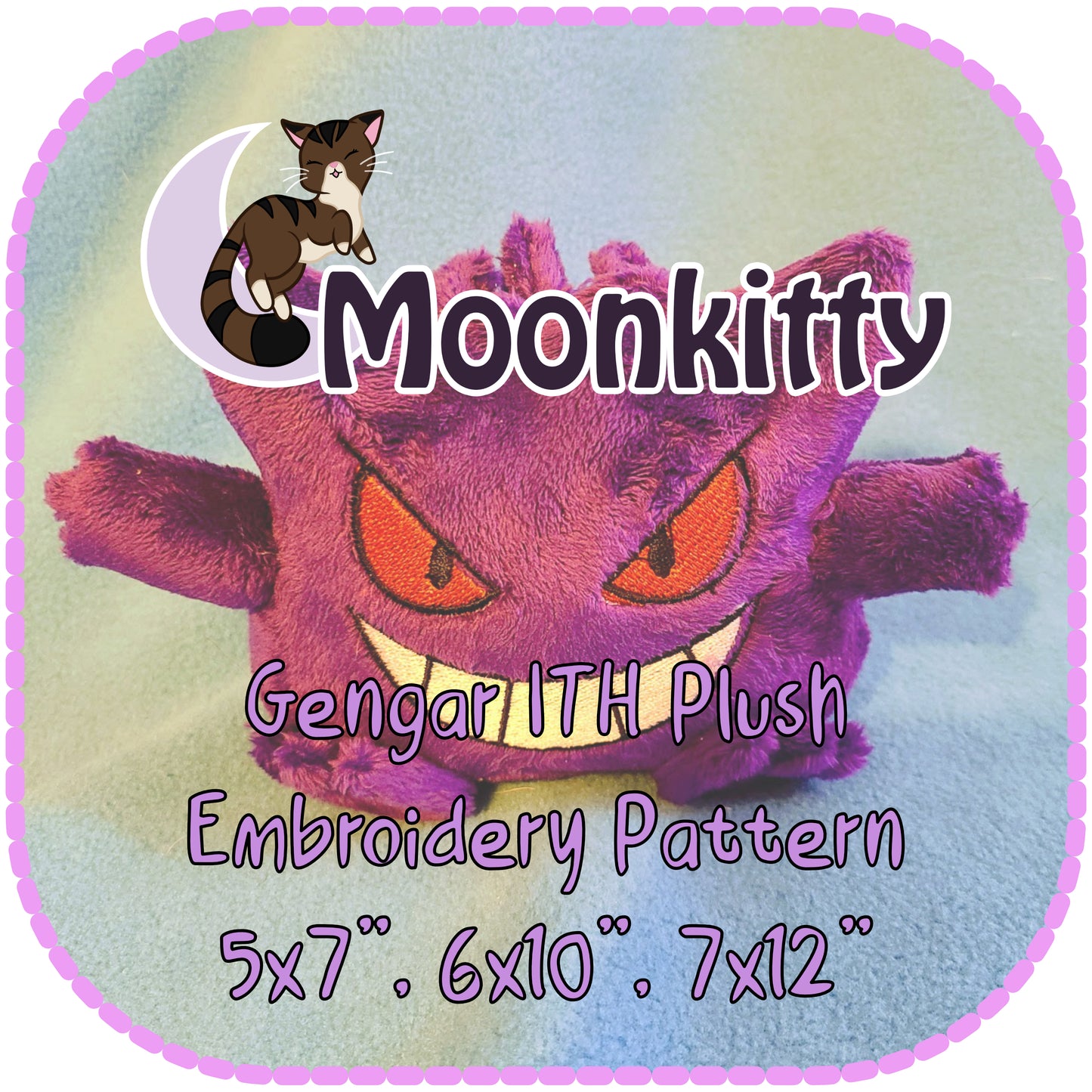 PATTERN - Gengar ITH Embroidery Plush 5x7" 6x10" 7x12"